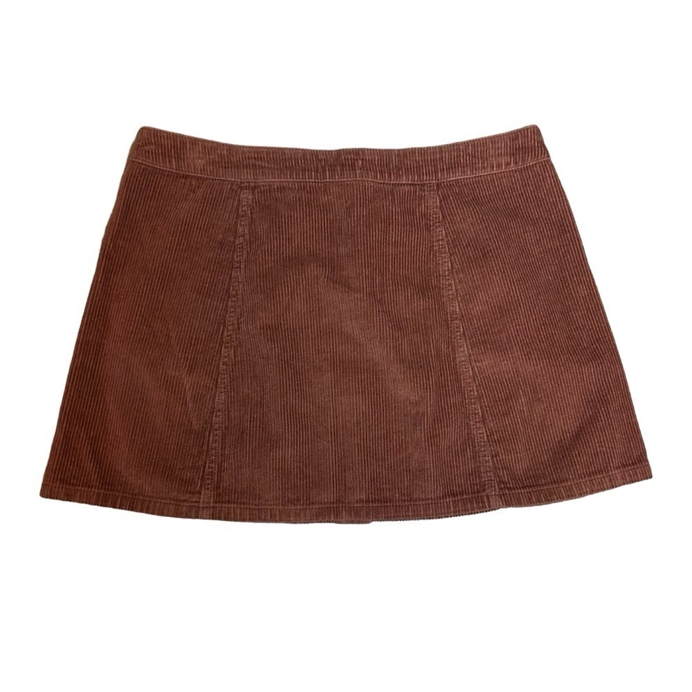 Forever 21 Brown Corduroy Front Snap Mini Skirt Sz. U.S. 31 - Picture 2 of 7